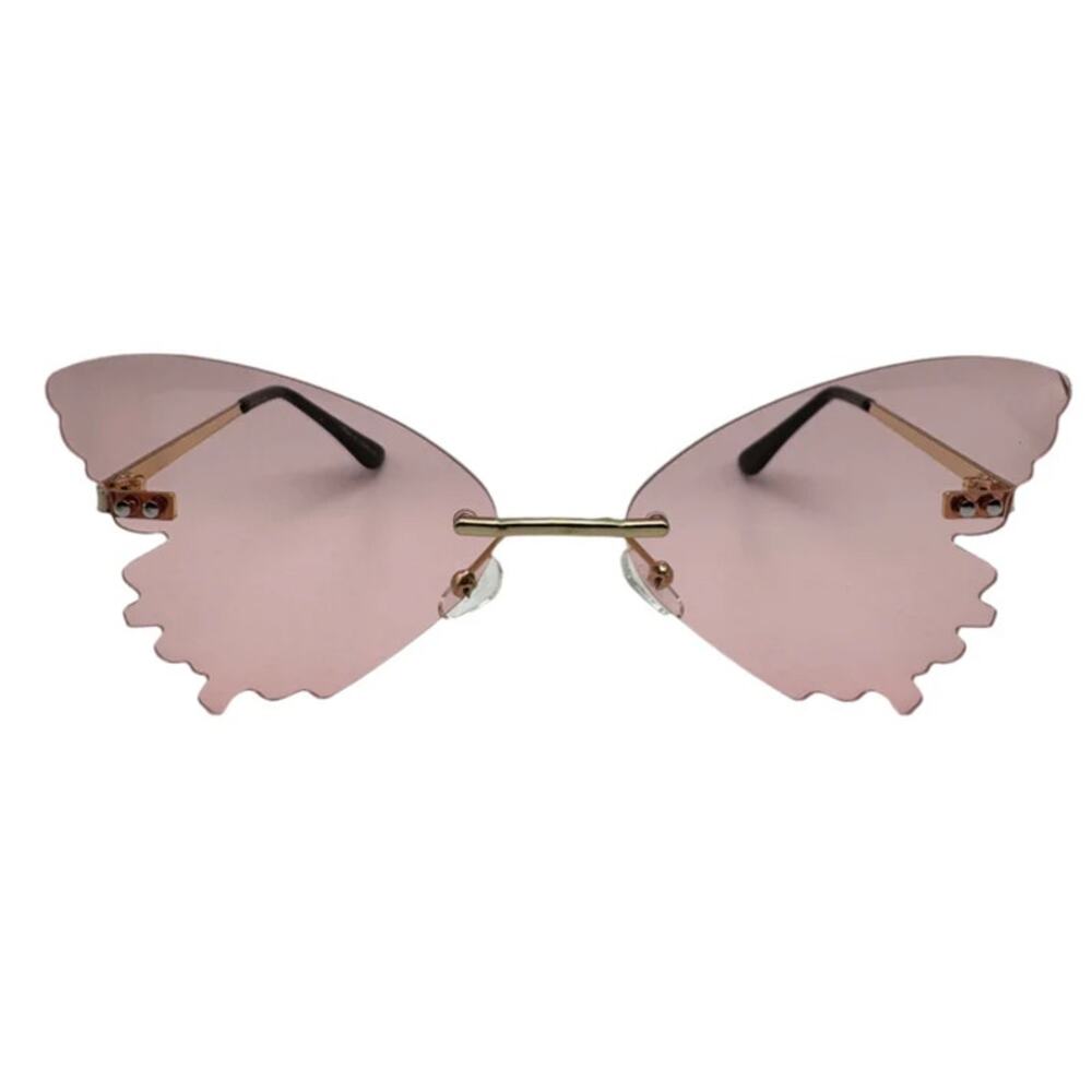 6074 | Pink Butterfly Rimless Sunglasses